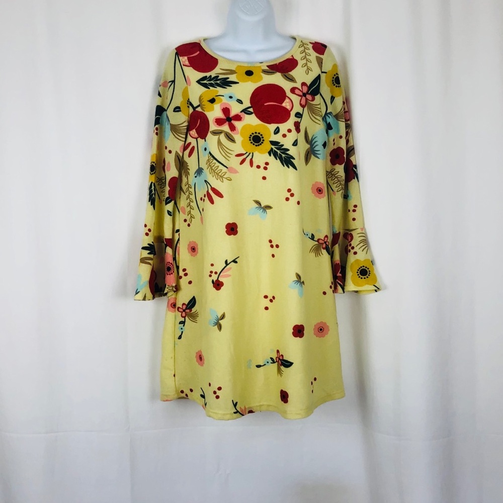 Ces Femme knit floral bell sleeve minidress M